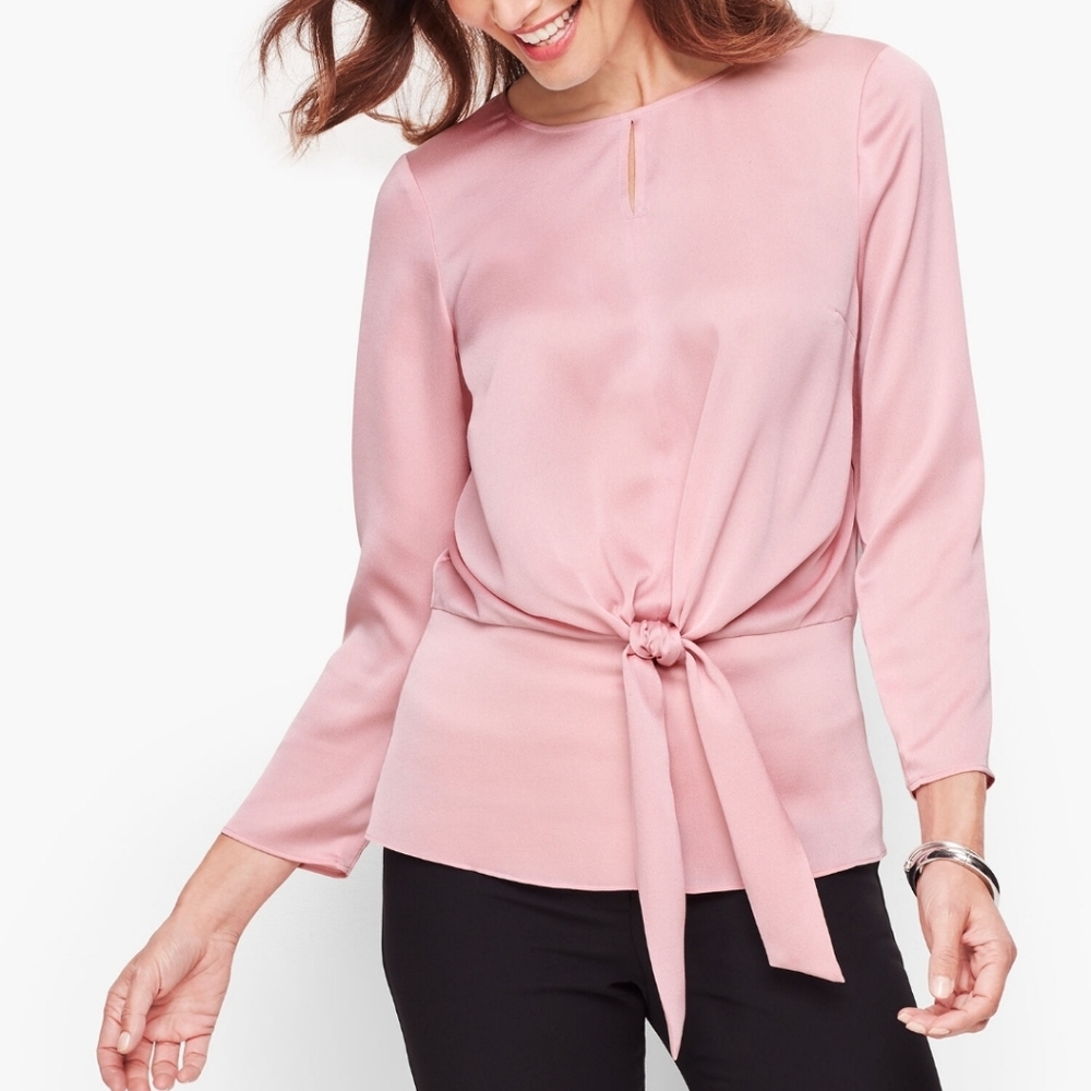 Talbots Pink Knot-Front Blouse